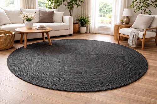 Round rug natural jute braided - rug,