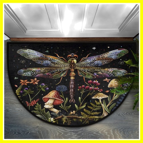 Dragonfly half round doormat - half,