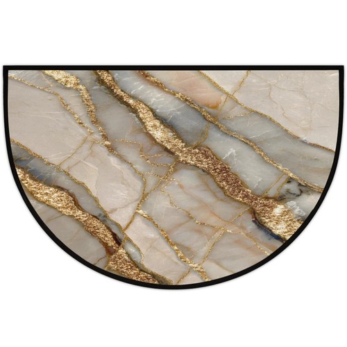 Half round doormat beige - half,