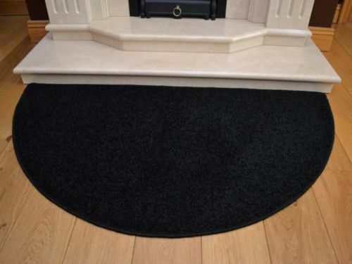 Black hearth rug - hearth, shaggy