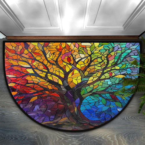 Tree half round doormat - round,