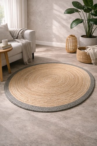 Round rug natural jute braided - rug,
