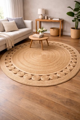 Round rug natural - rug, braided